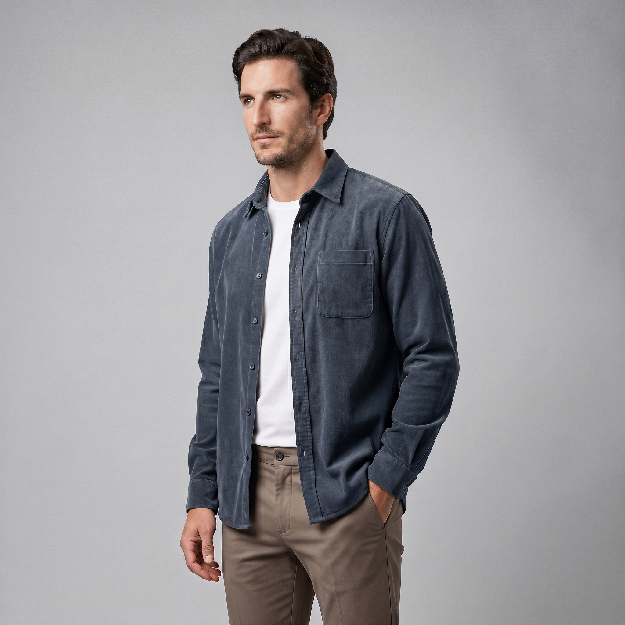 Herren Corduroy Langarm Freizeit Hemd