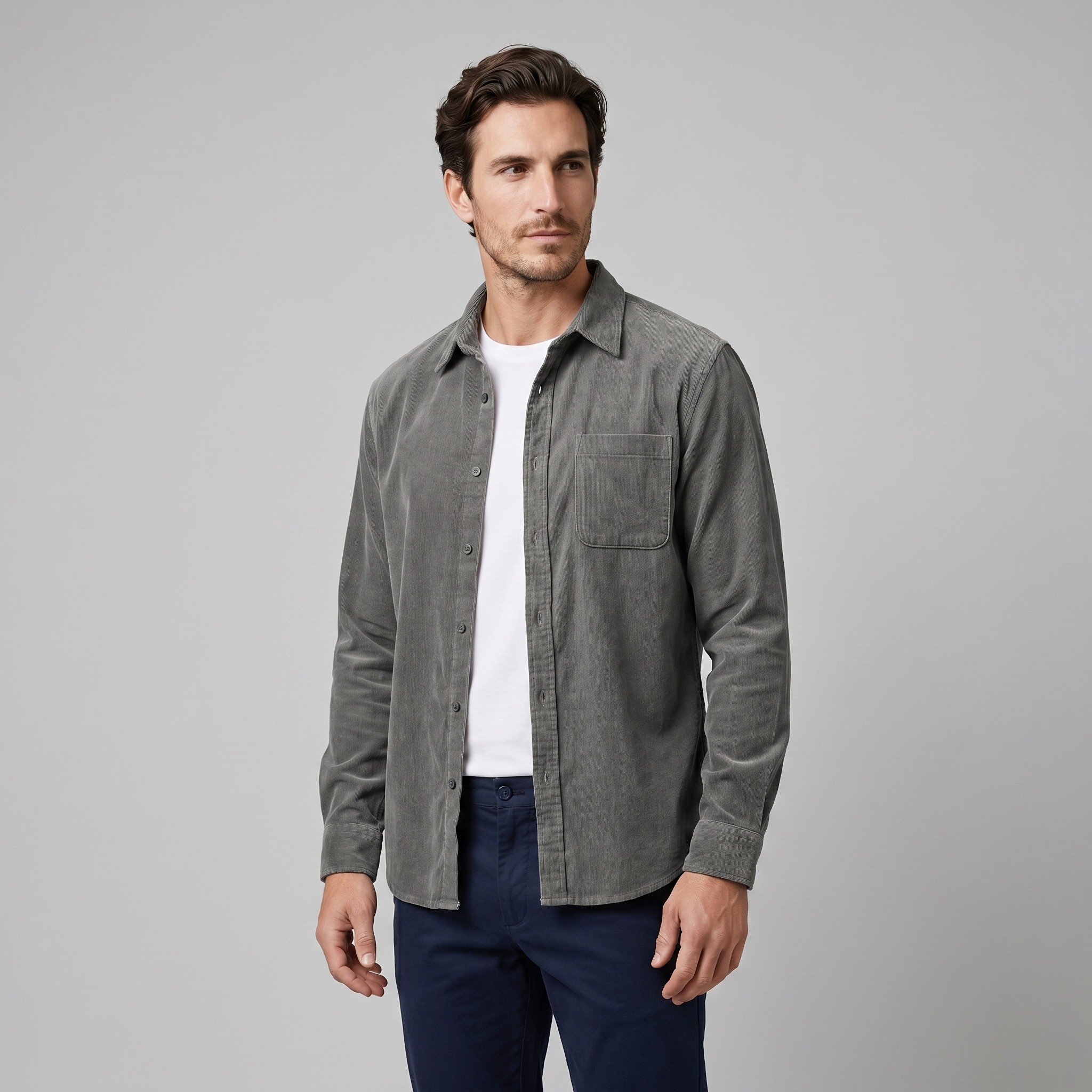 Herren Corduroy Langarm Freizeit Hemd