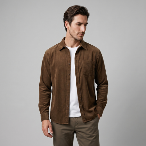 Herren Corduroy Langarm Freizeit Hemd