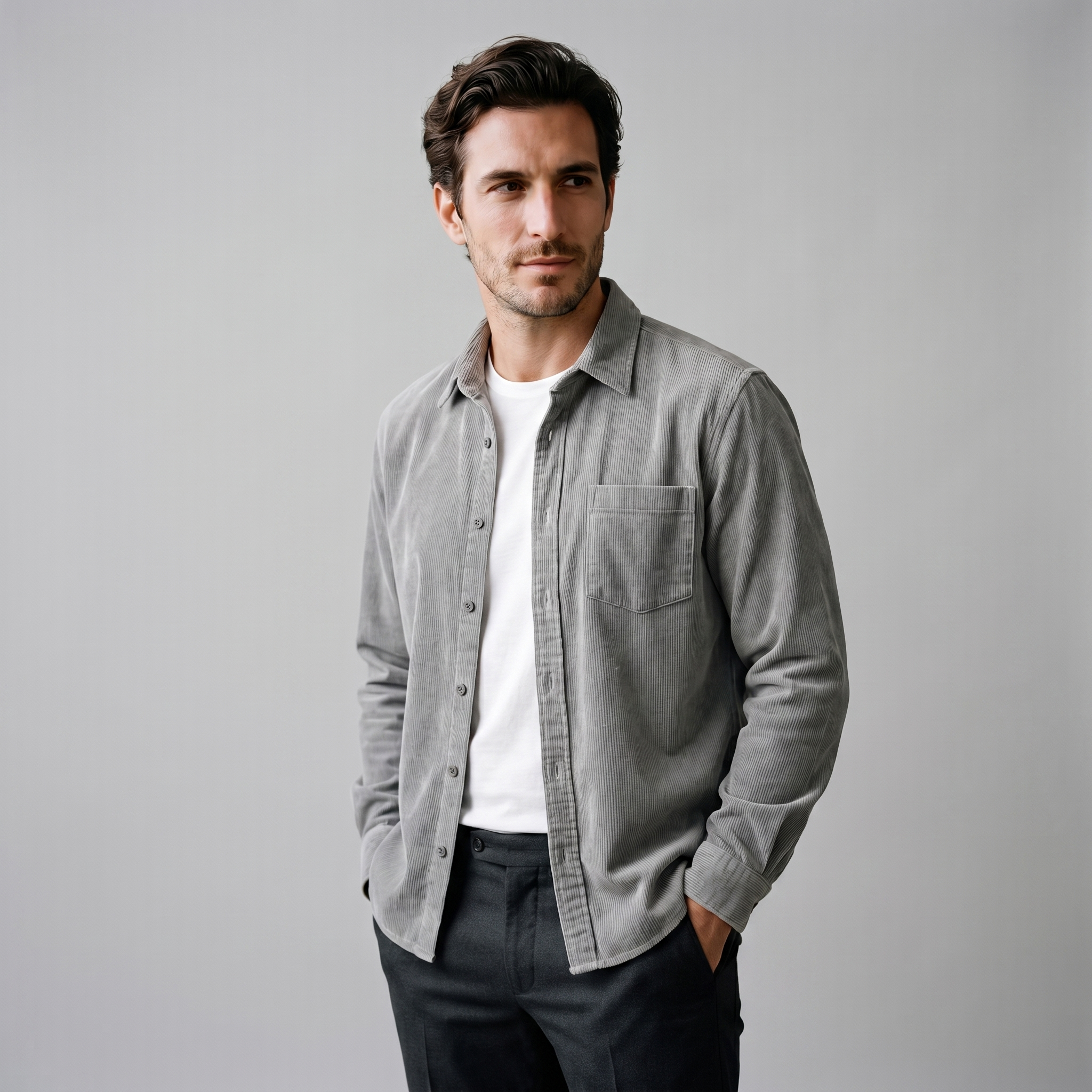 Herren Corduroy Langarm Freizeit Hemd