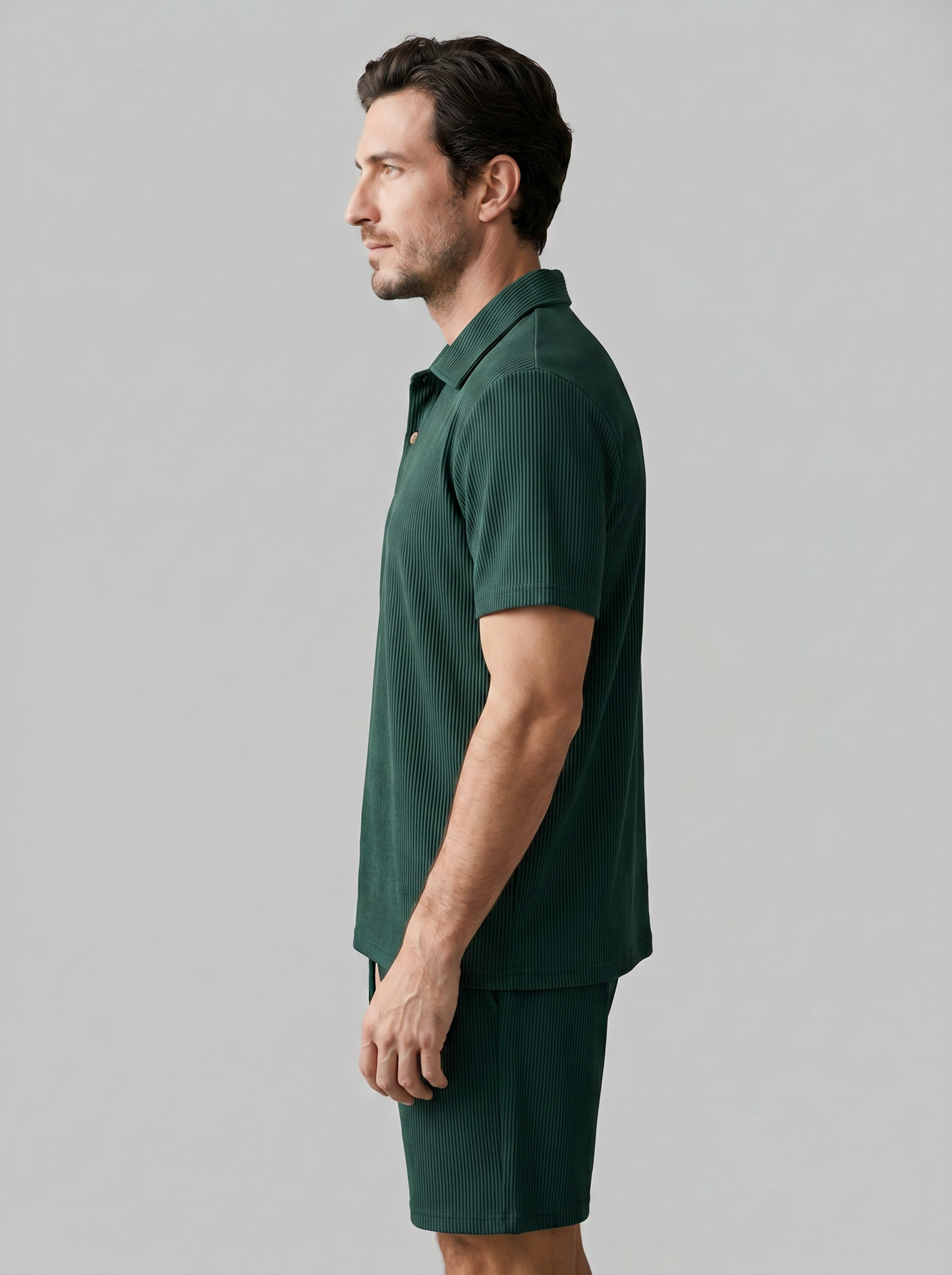 Herren Korduroy Polohemd Und Shorts Outfit Set