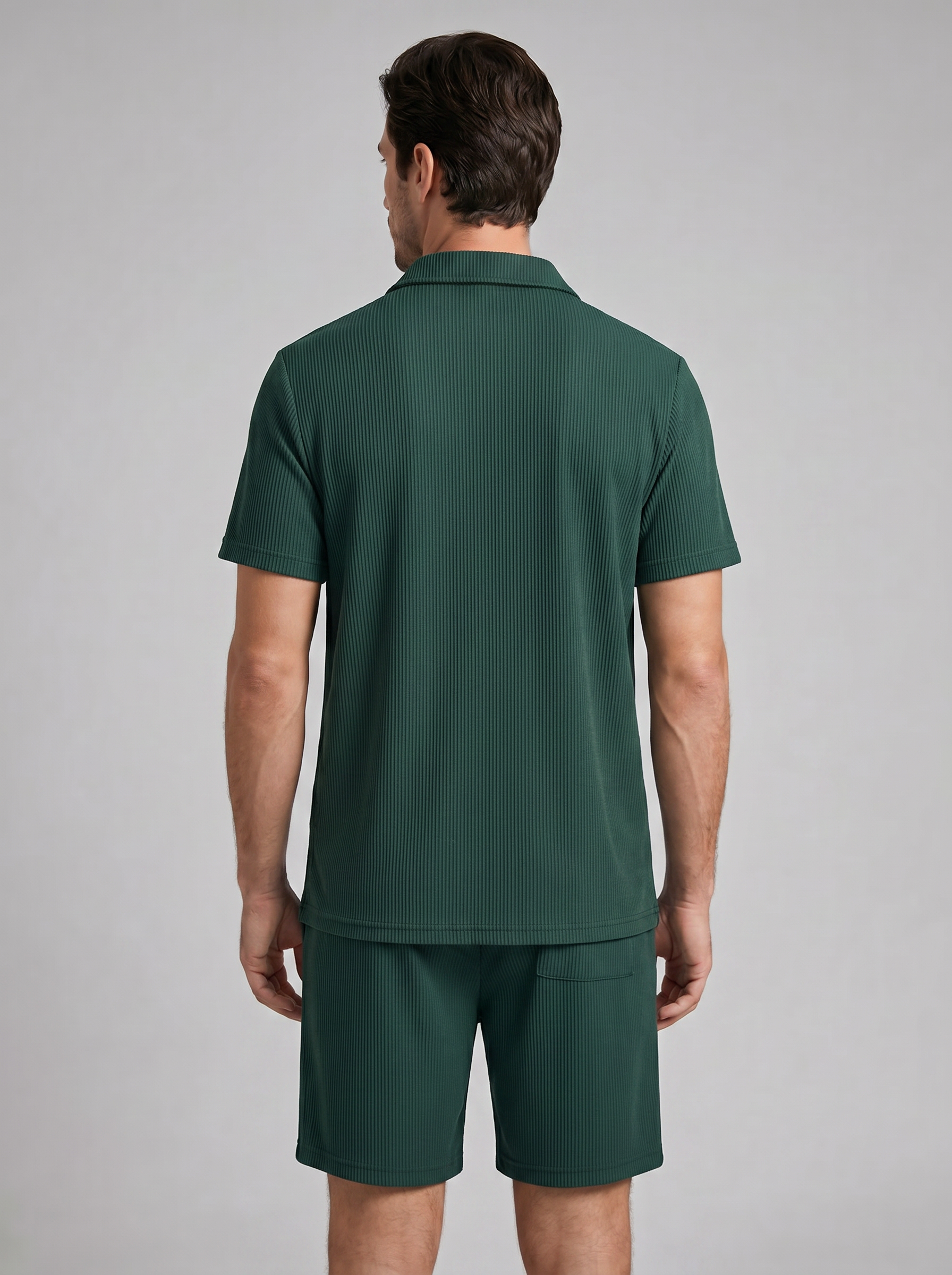 Herren Korduroy Polohemd Und Shorts Outfit Set