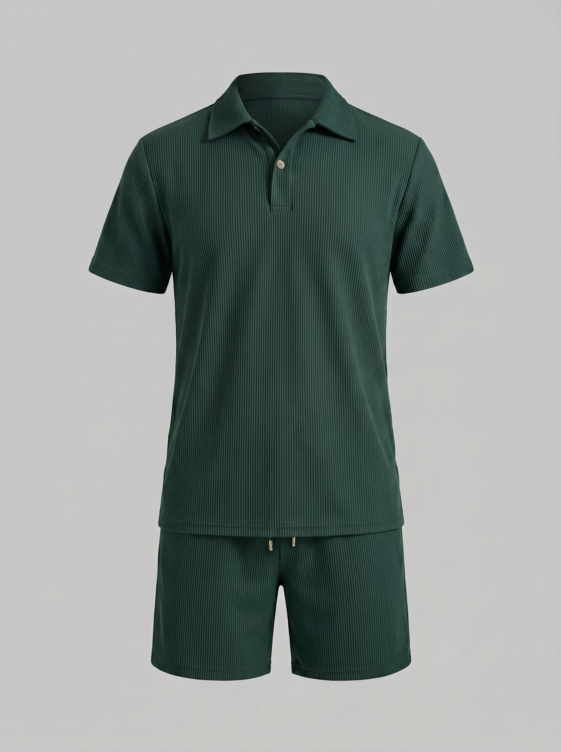 Herren Korduroy Polohemd Und Shorts Outfit Set