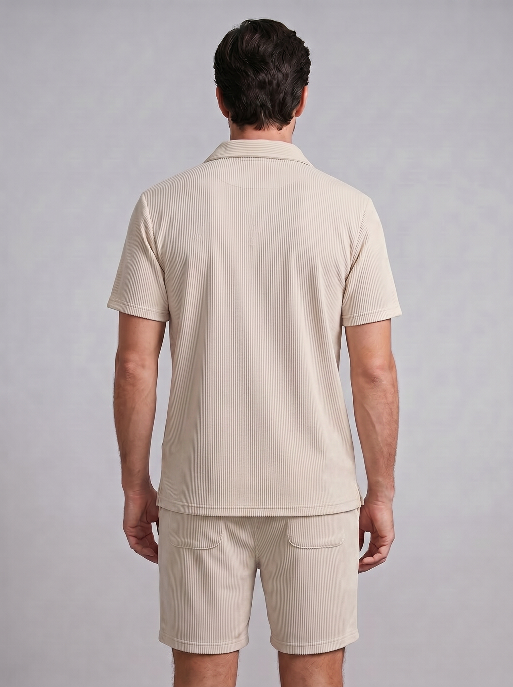 Herren Korduroy Polohemd Und Shorts Outfit Set