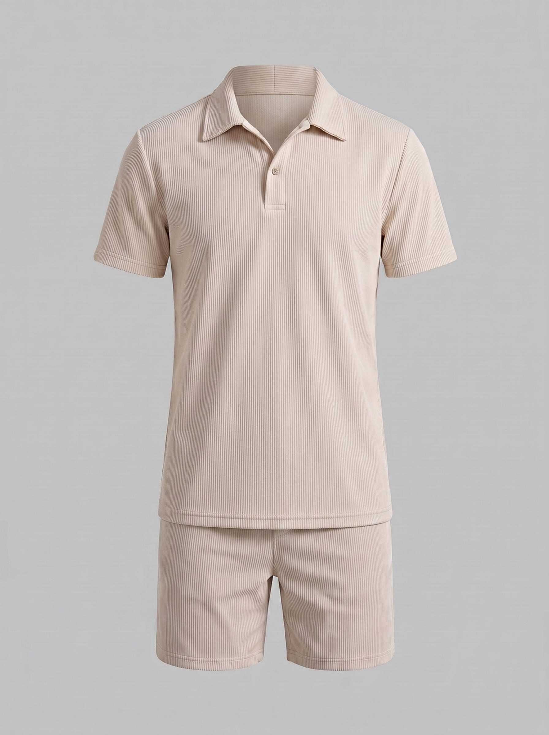 Herren Korduroy Polohemd Und Shorts Outfit Set