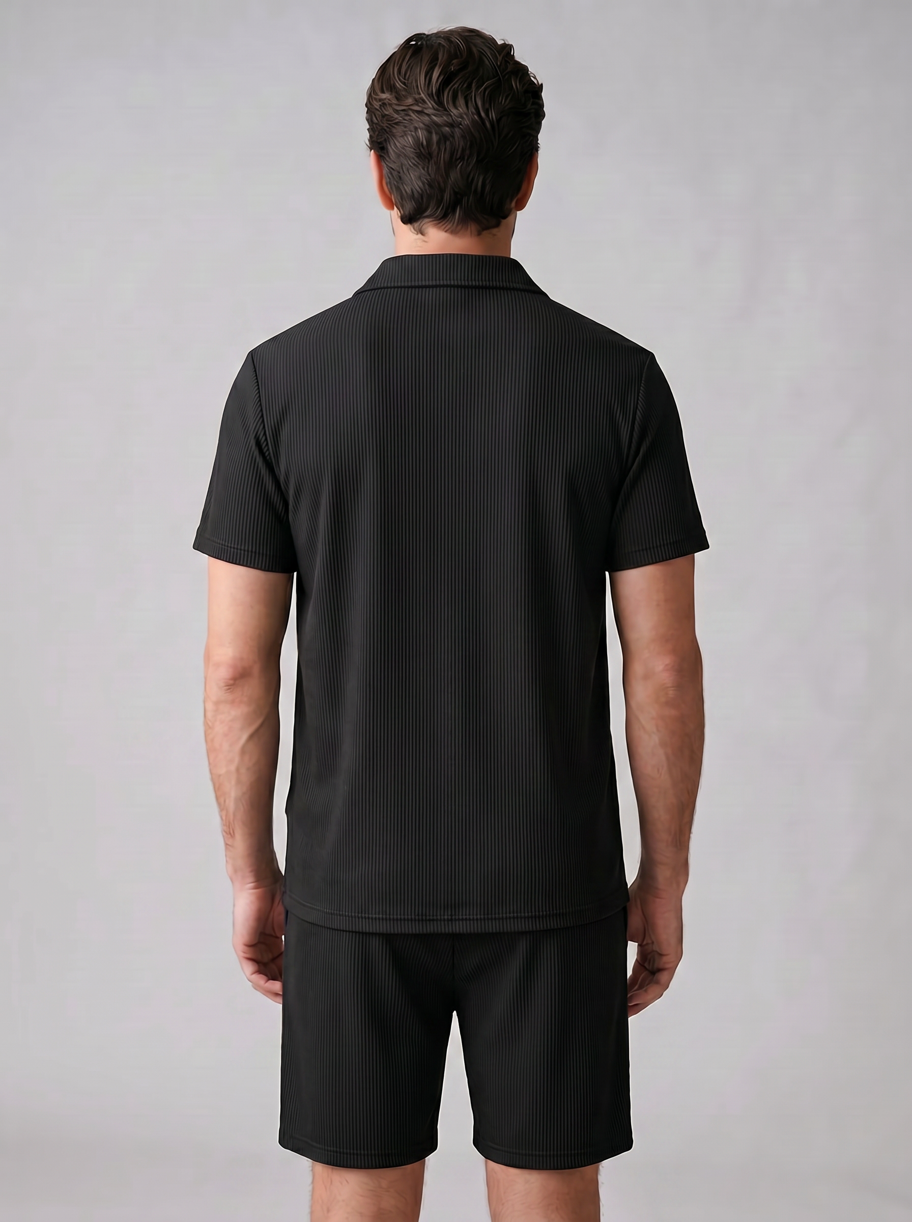 Herren Korduroy Polohemd Und Shorts Outfit Set
