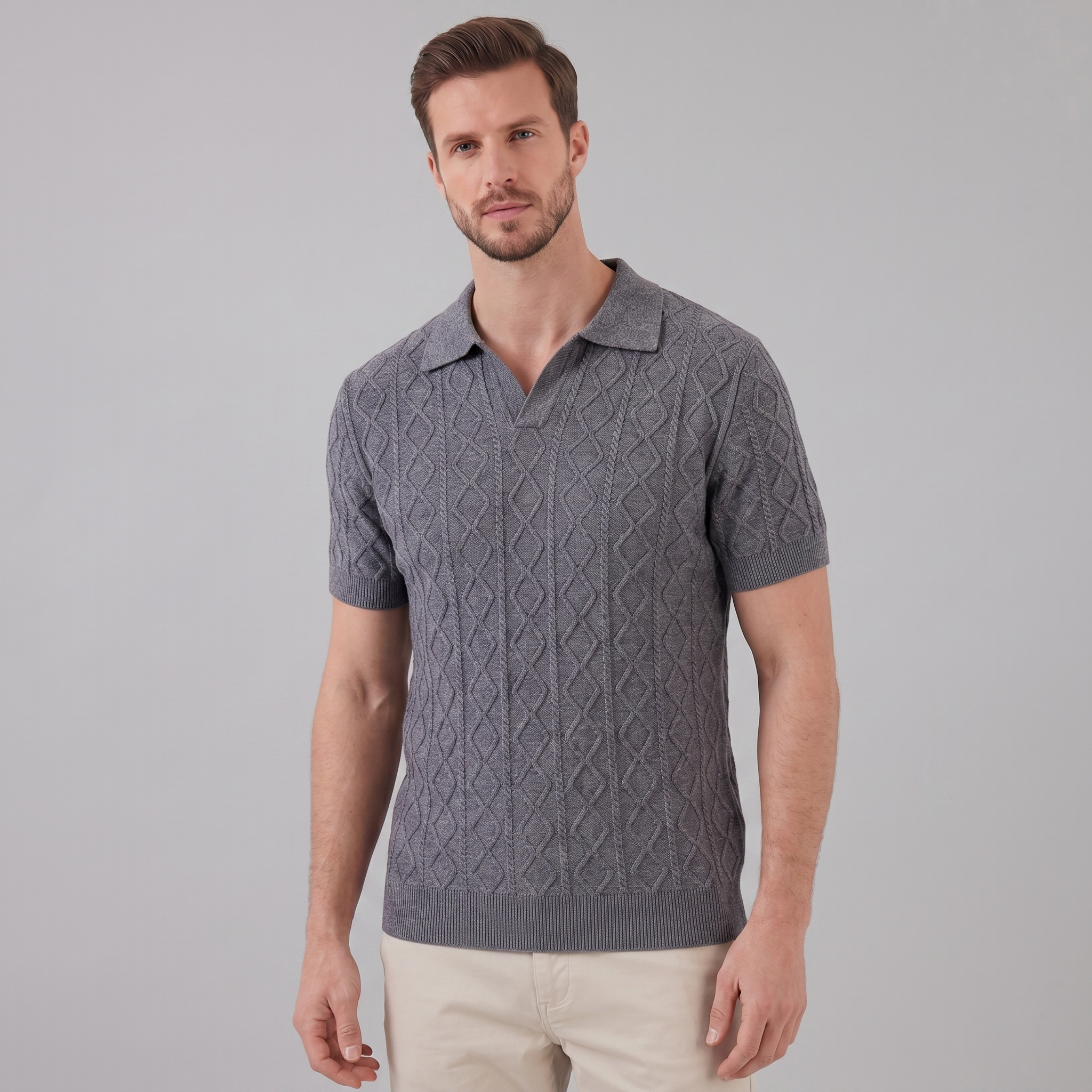 Herren Diamant Zopfmuster Polo