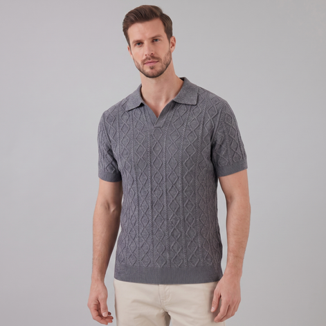 Herren Diamant Zopfmuster Polo