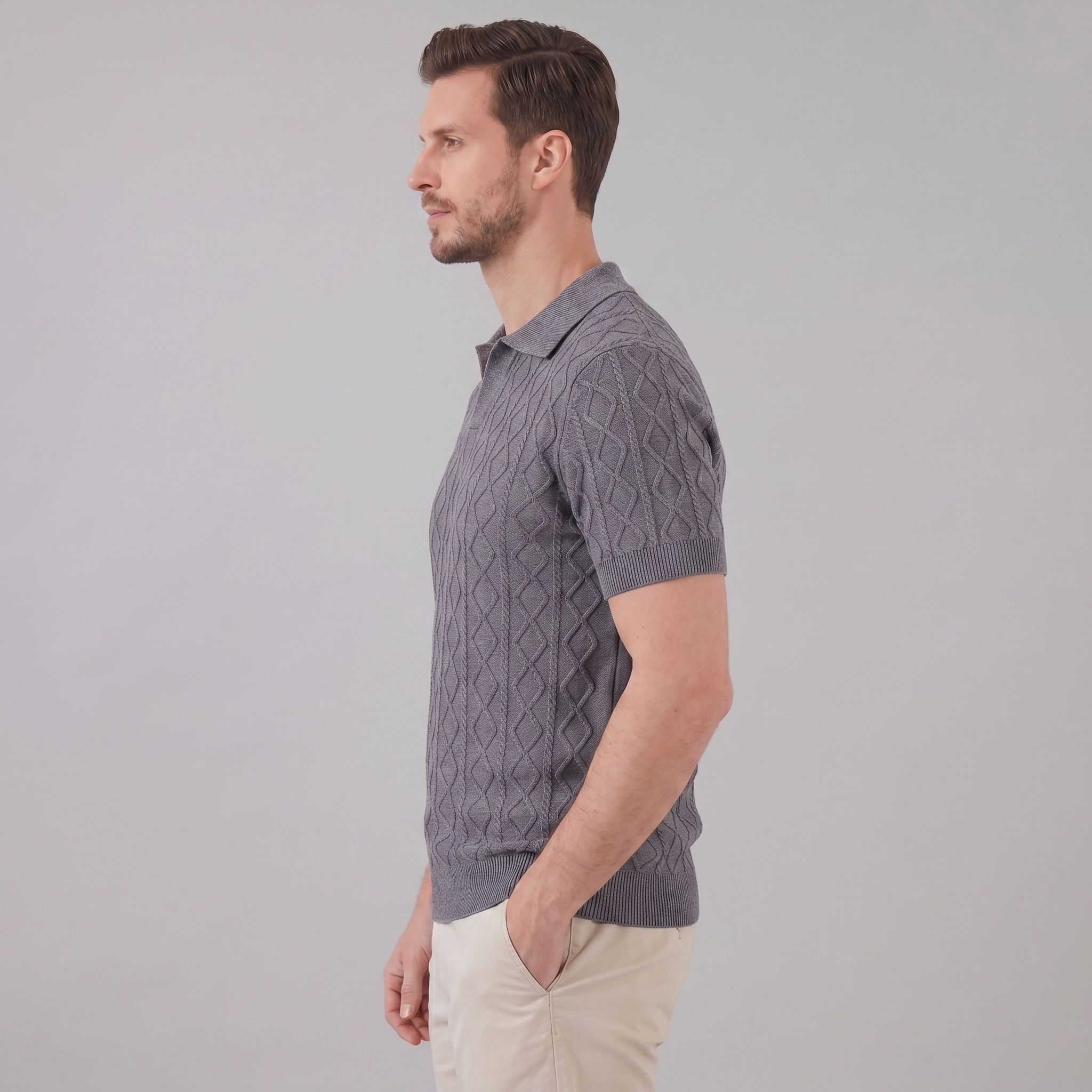 Herren Diamant Zopfmuster Polo