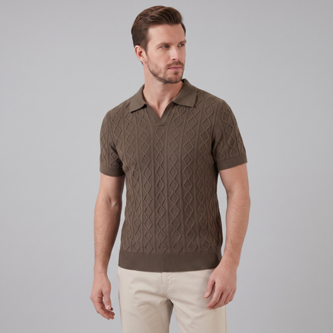 Herren Diamant Zopfmuster Polo