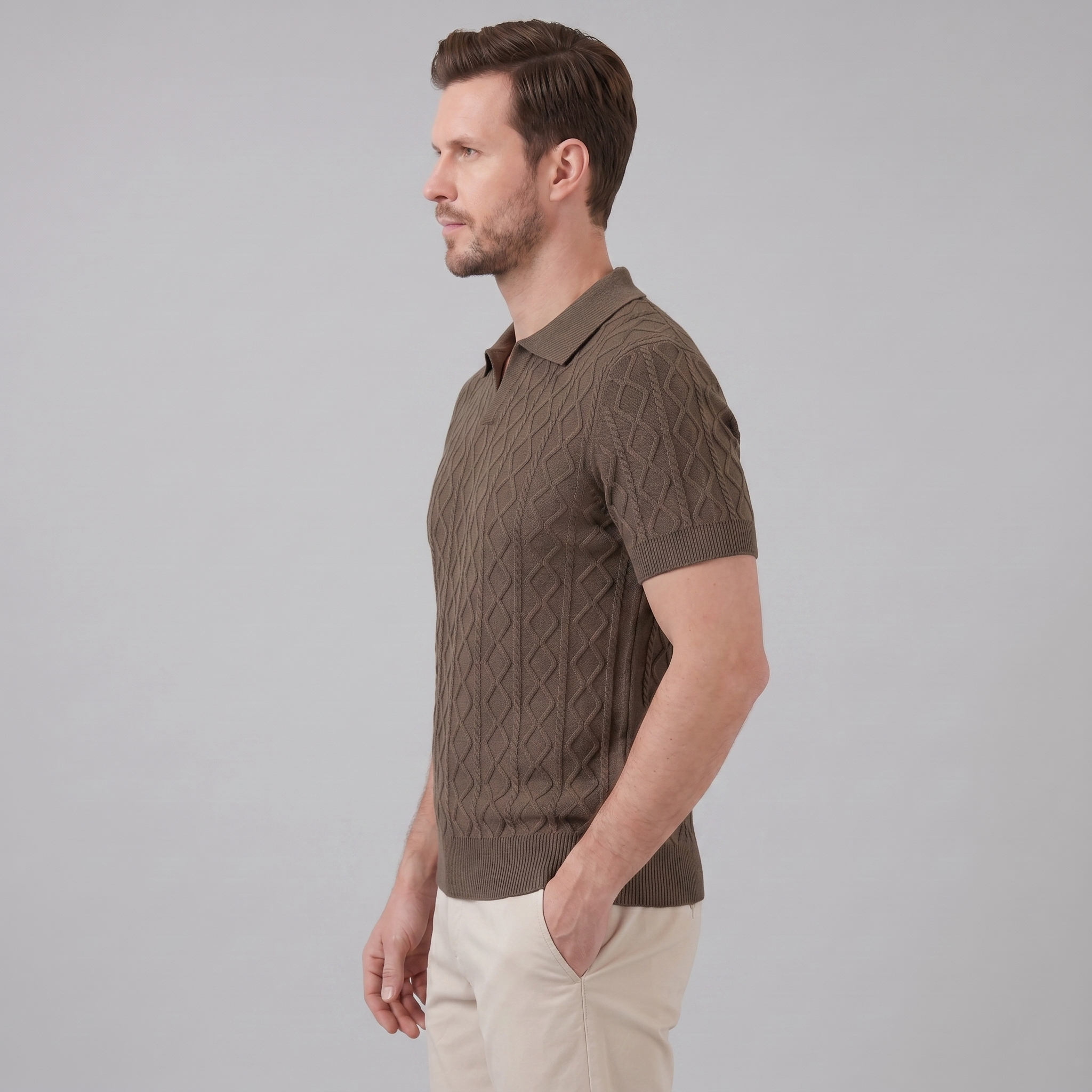 Herren Diamant Zopfmuster Polo