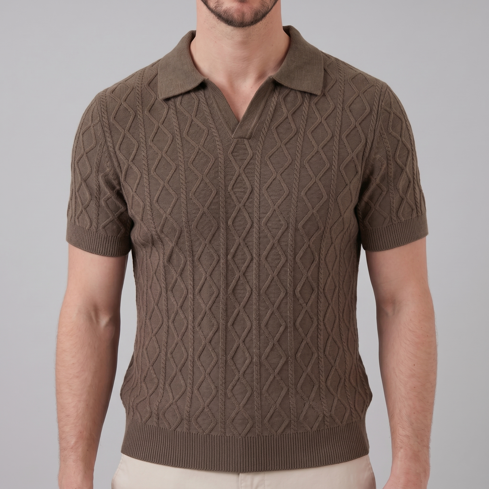 Herren Diamant Zopfmuster Polo