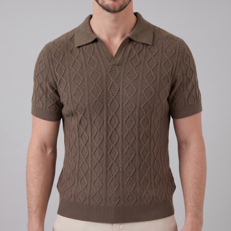 Herren Diamant Zopfmuster Polo