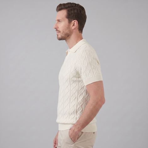 Herren Diamant Zopfmuster Polo