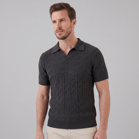 Herren Diamant Zopfmuster Polo