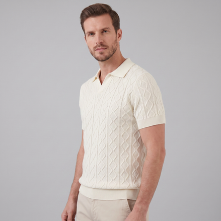 Herren Diamant Zopfmuster Polo