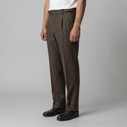 Herren Elegante Faltenhose Mit Seitlicher Verstellung