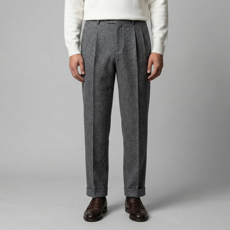 Herren Elegante Faltenhose Mit Seitlicher Verstellung