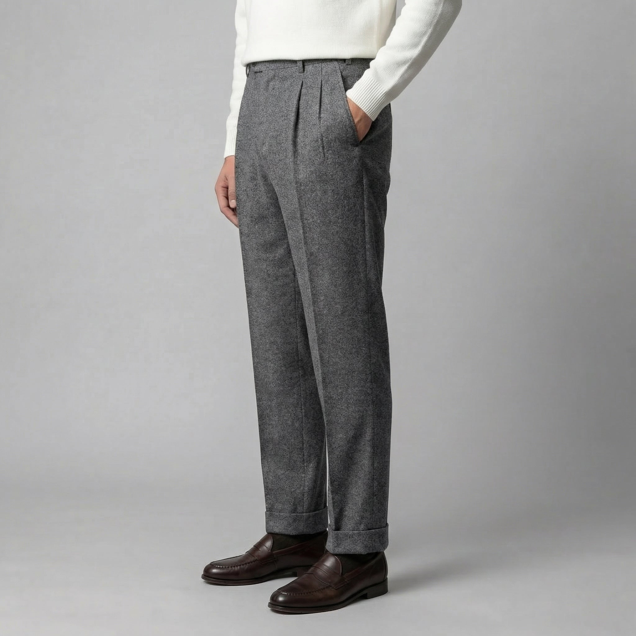 Herren Elegante Faltenhose Mit Seitlicher Verstellung