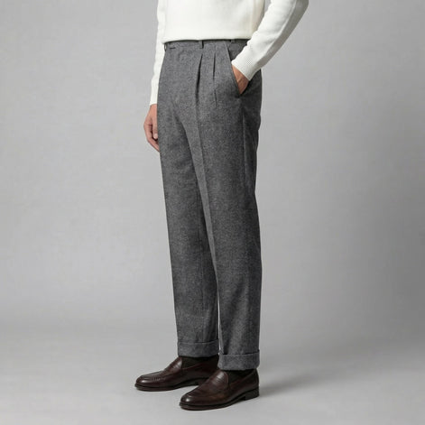 Herren Elegante Faltenhose Mit Seitlicher Verstellung