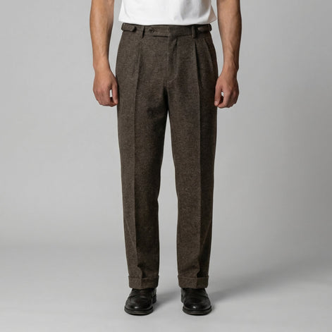 Herren Elegante Faltenhose Mit Seitlicher Verstellung
