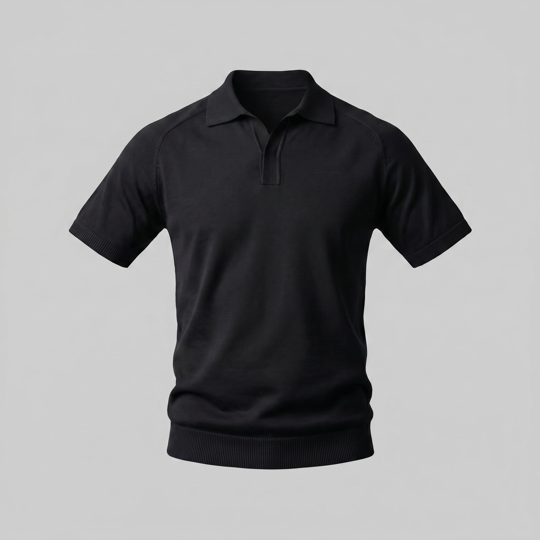 Herren Feiner Strick Polo Mit Offenem Kragen