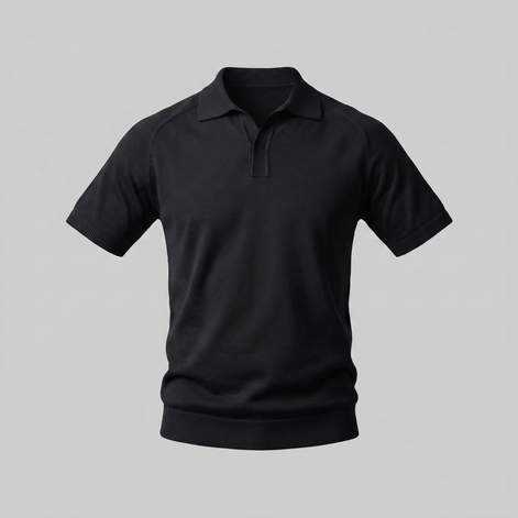 Herren Feiner Strick Polo Mit Offenem Kragen