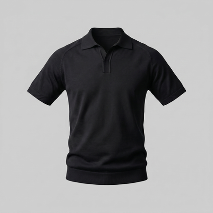 Herren Feiner Strick Polo Mit Offenem Kragen