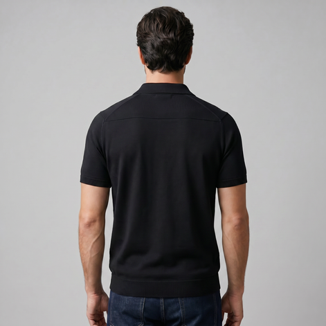 Herren Feiner Strick Polo Mit Offenem Kragen