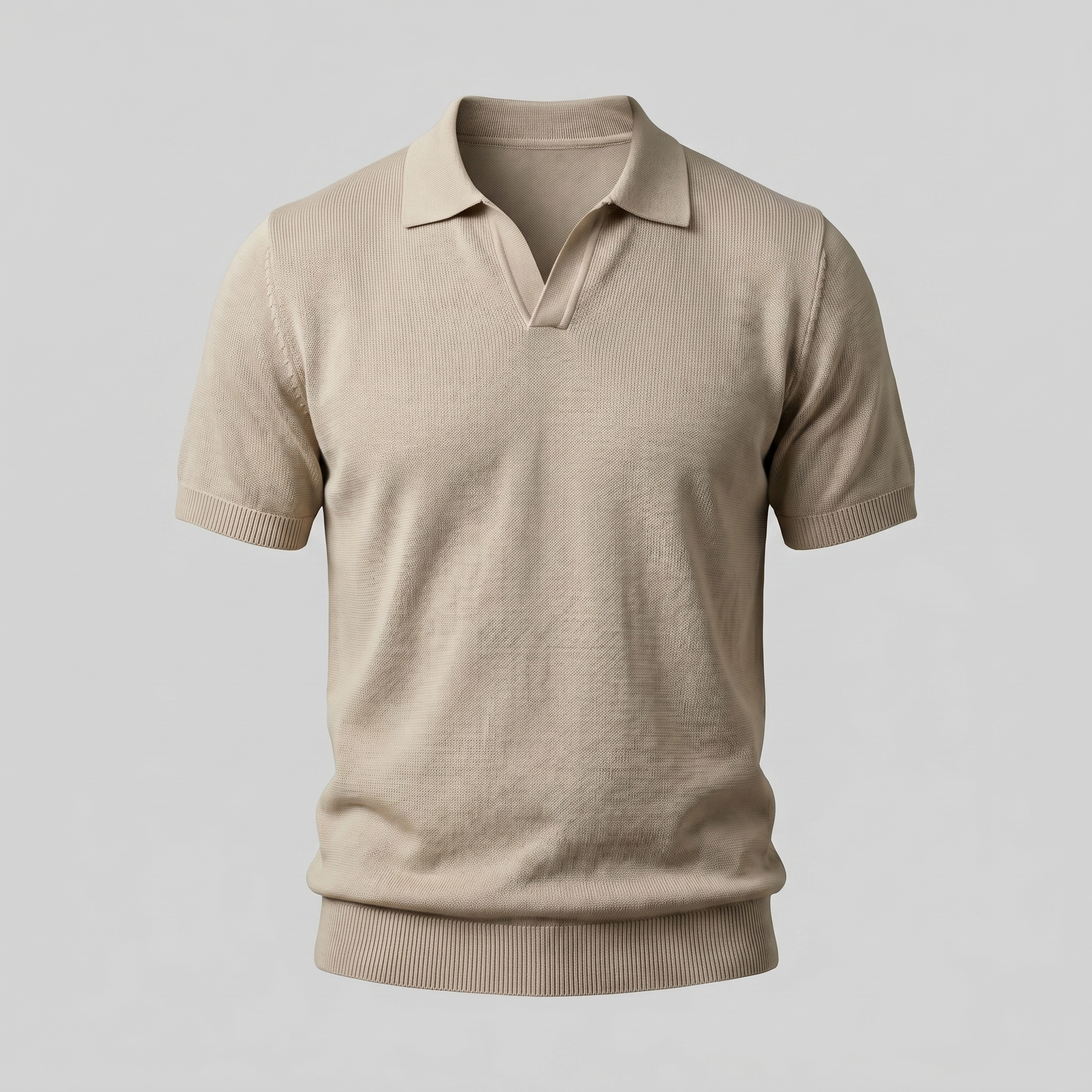 Herren Feiner Strick Polo Mit Offenem Kragen