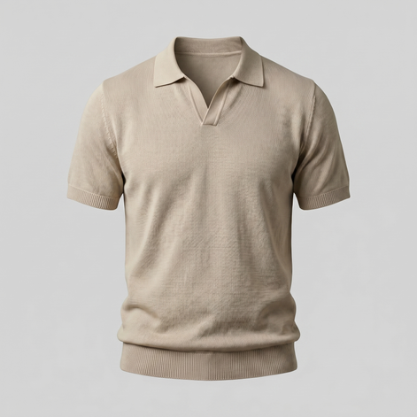 Herren Feiner Strick Polo Mit Offenem Kragen