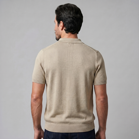 Herren Feiner Strick Polo Mit Offenem Kragen