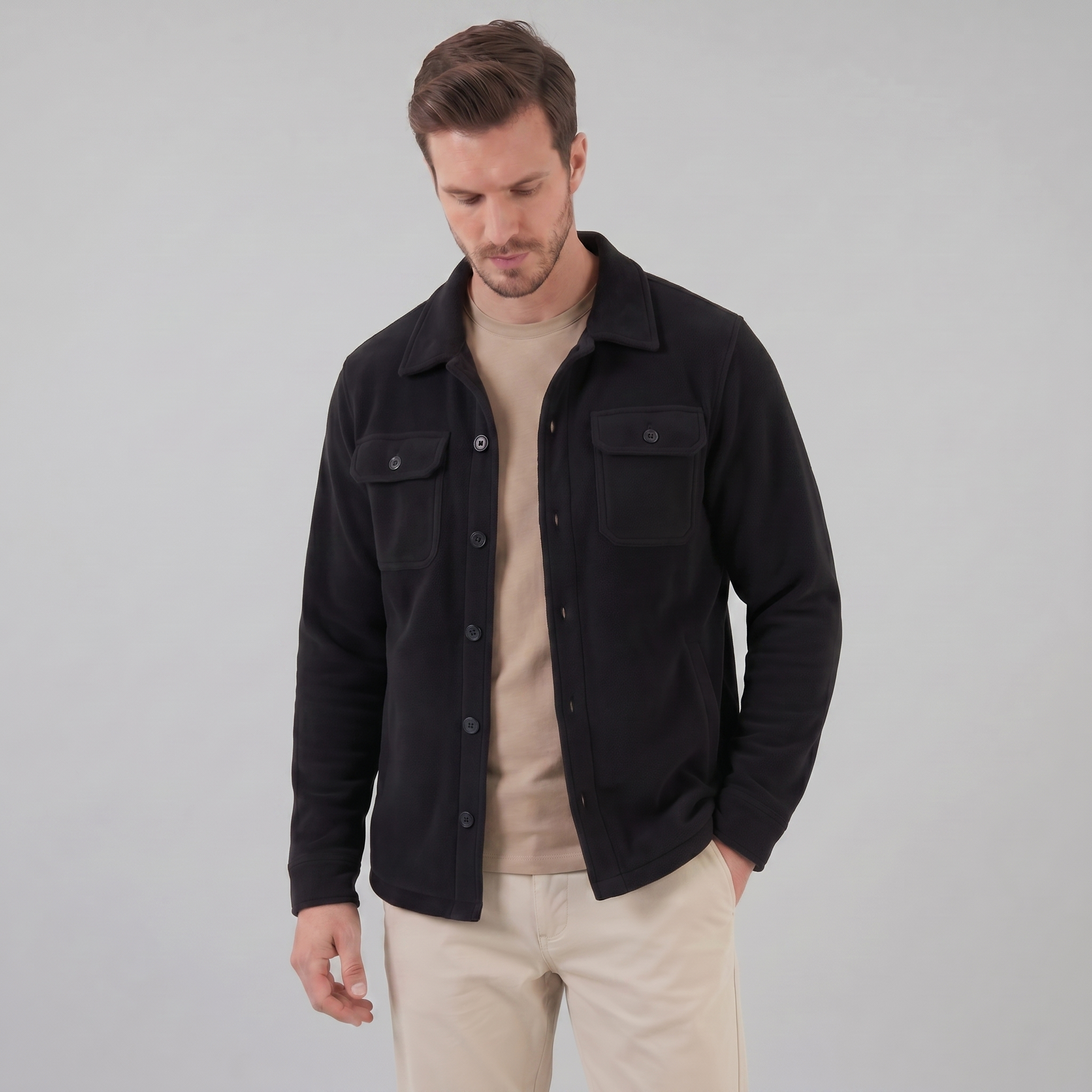 Herren Fleece Overshirt Jacke