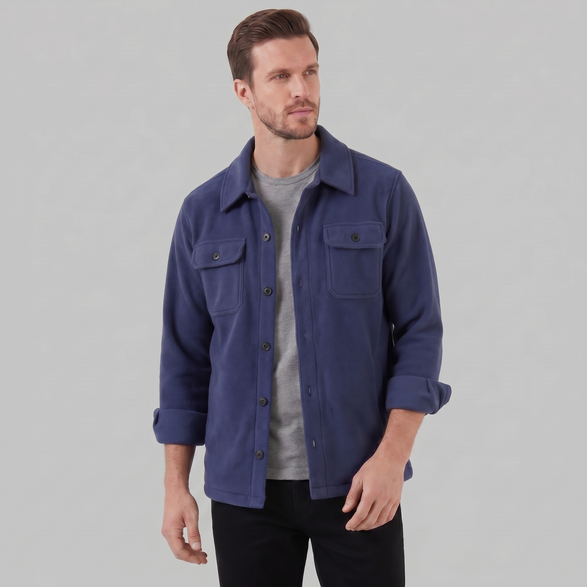 Herren Fleece Overshirt Jacke