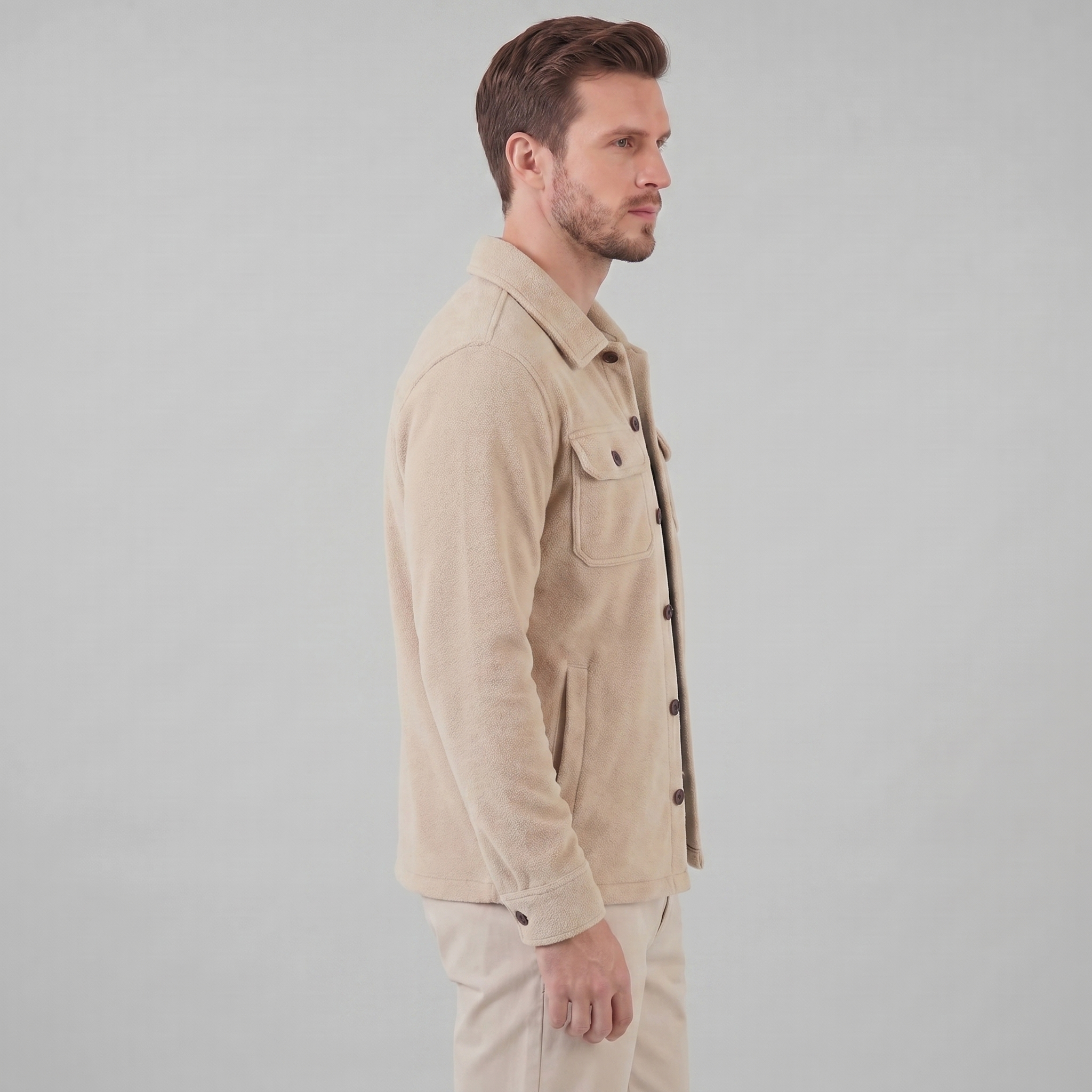 Herren Fleece Overshirt Jacke