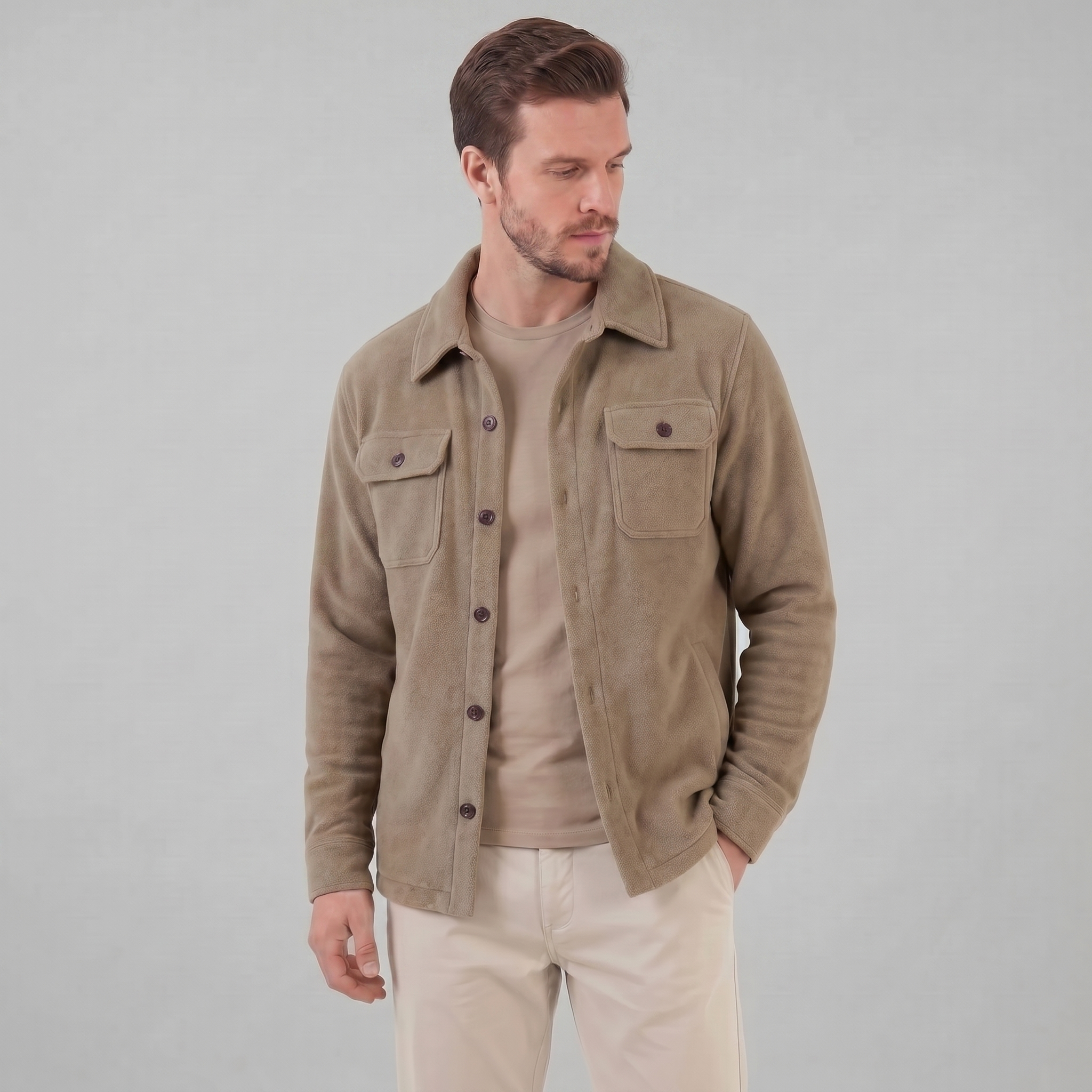 Herren Fleece Overshirt Jacke
