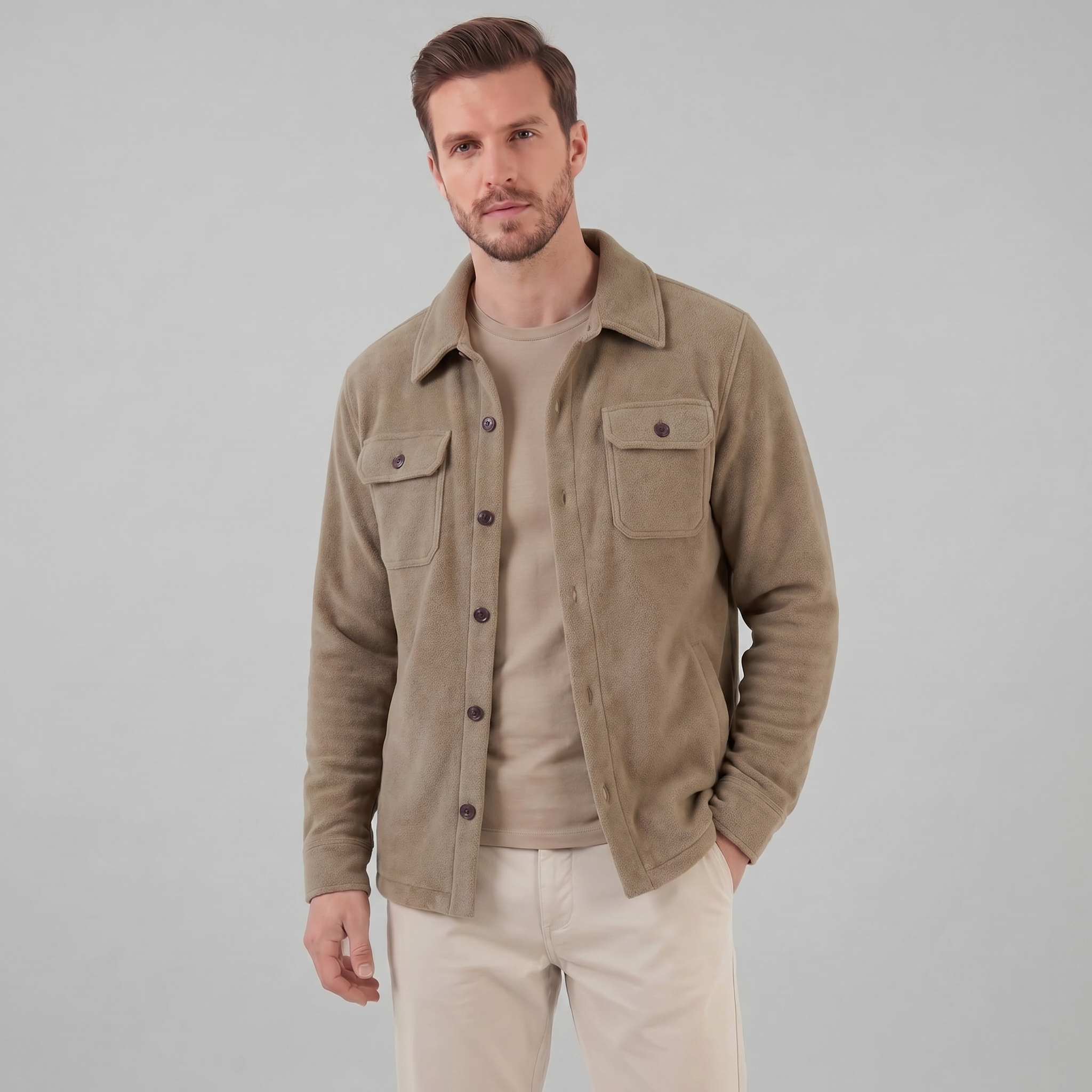 Herren Fleece Overshirt Jacke