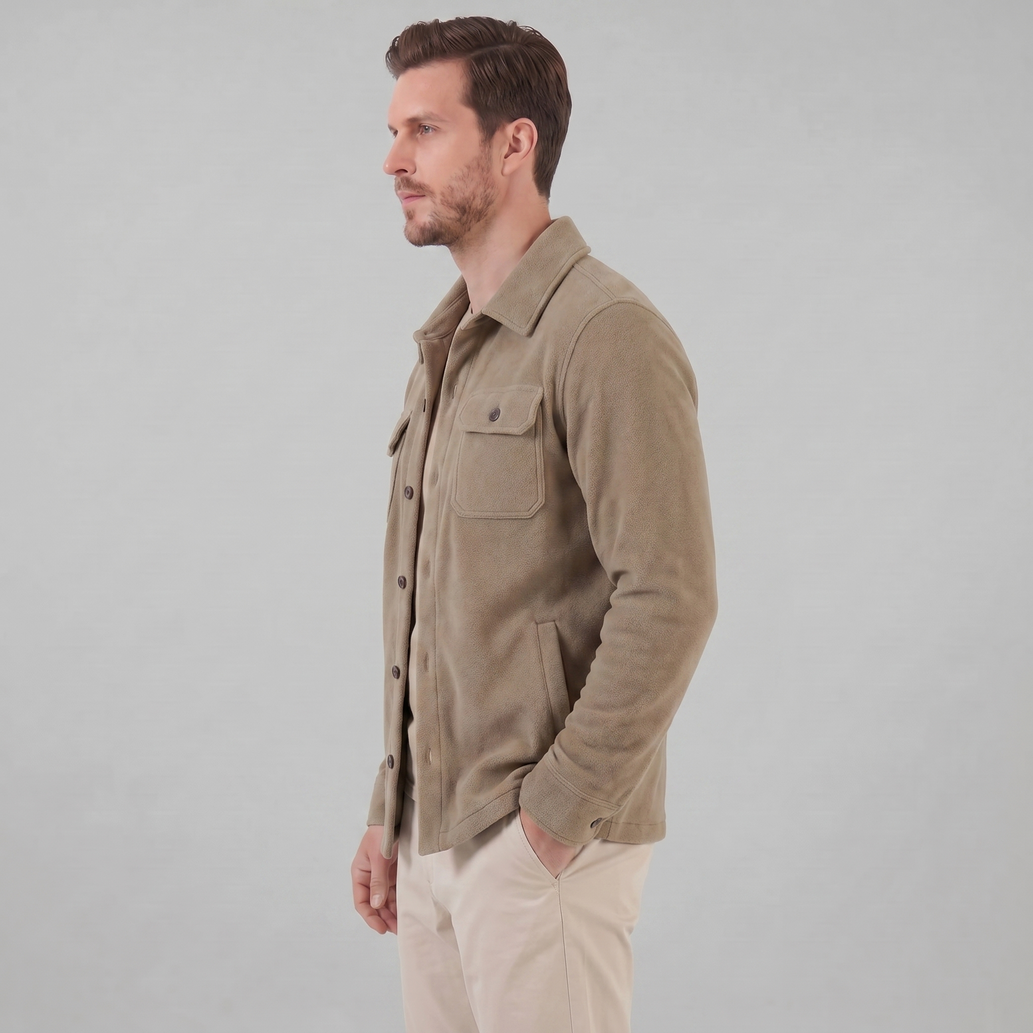 Herren Fleece Overshirt Jacke