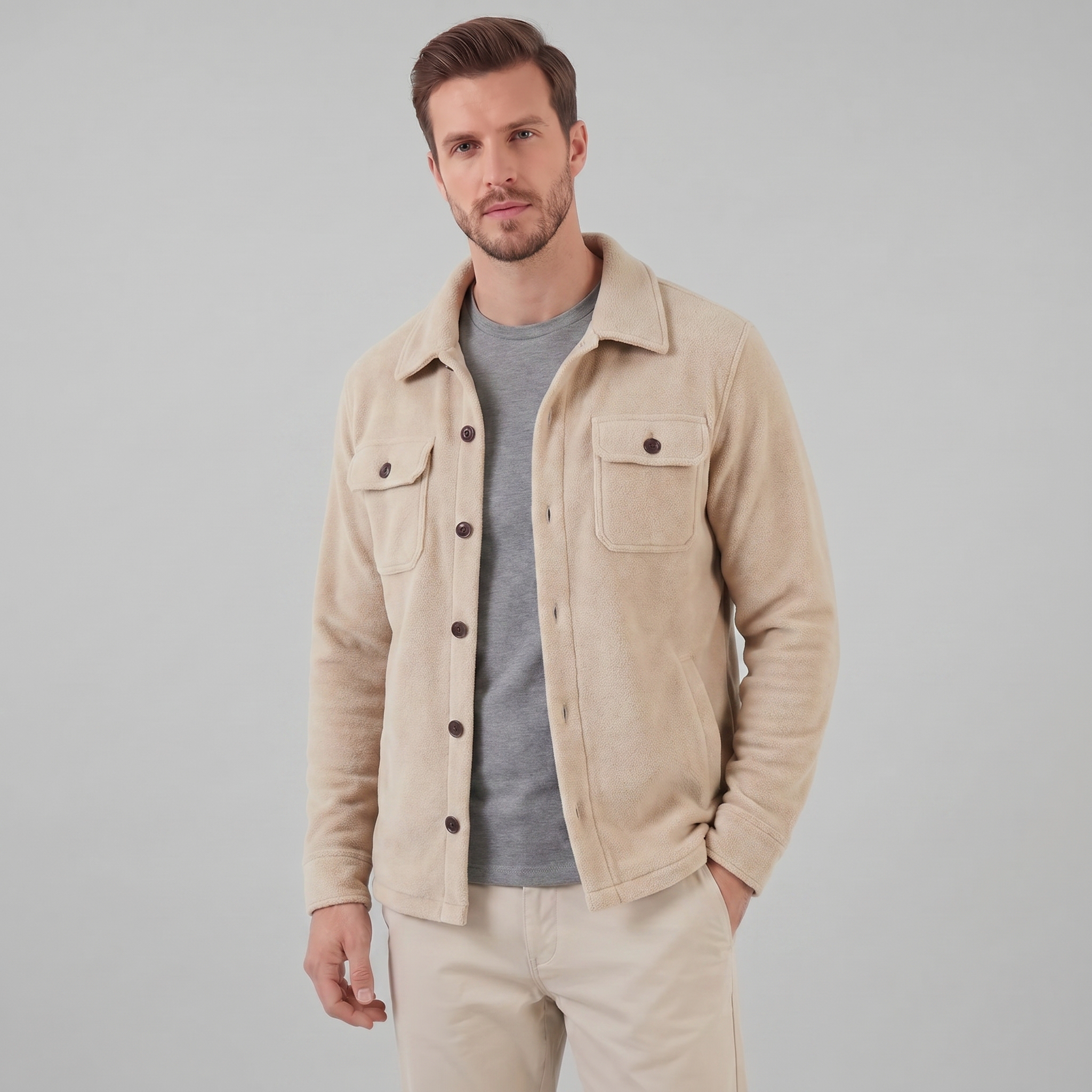 Herren Fleece Overshirt Jacke