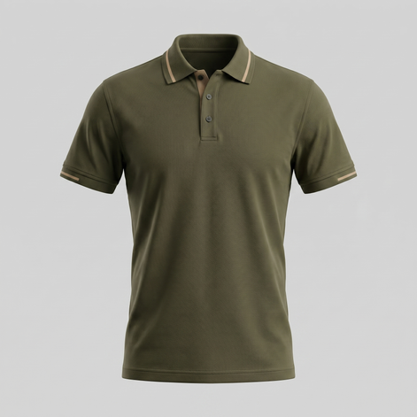 Herren Grünes Poloshirt mit Kontrastbesatz