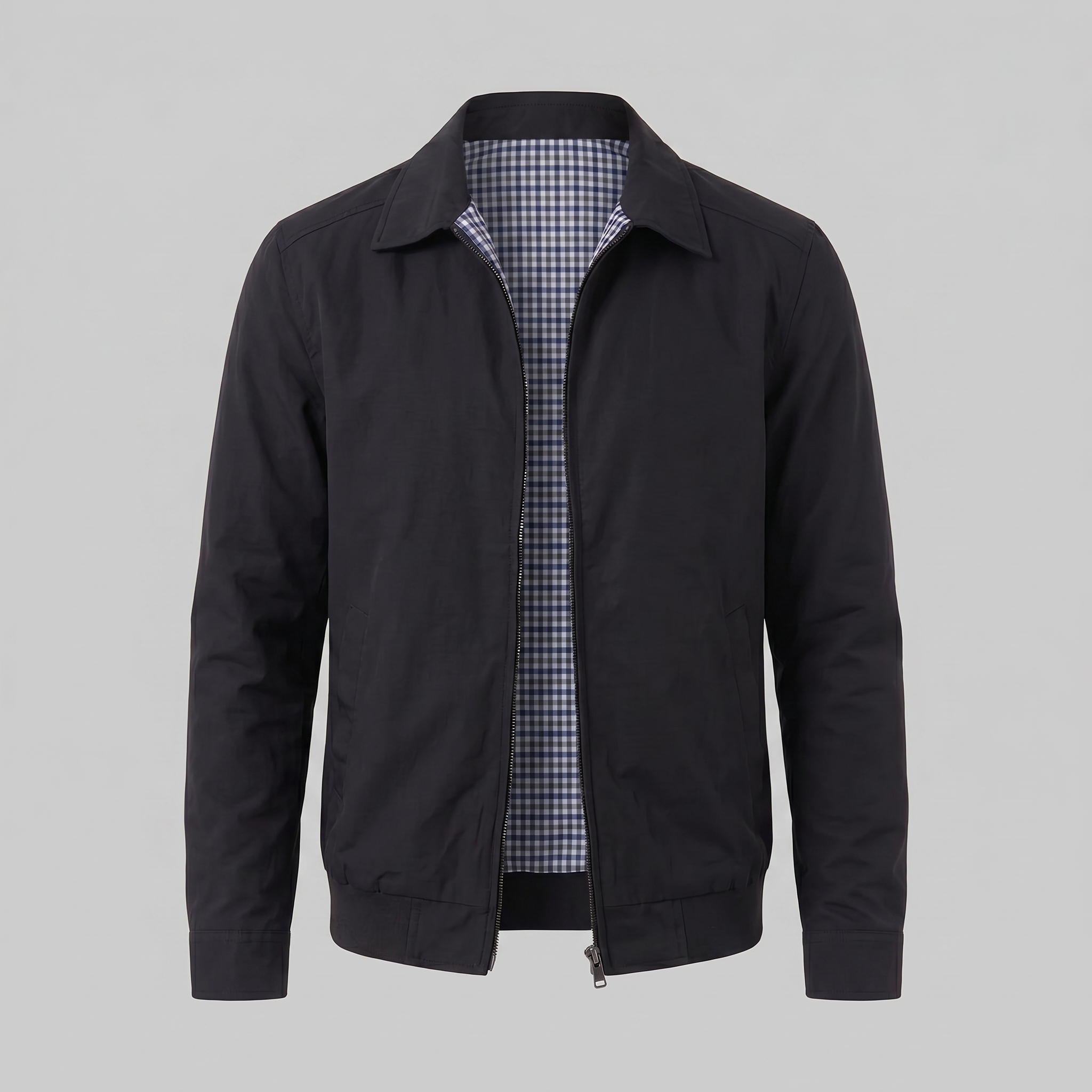 Herren Harrington Jacke Mit Kariertem Innenfutter