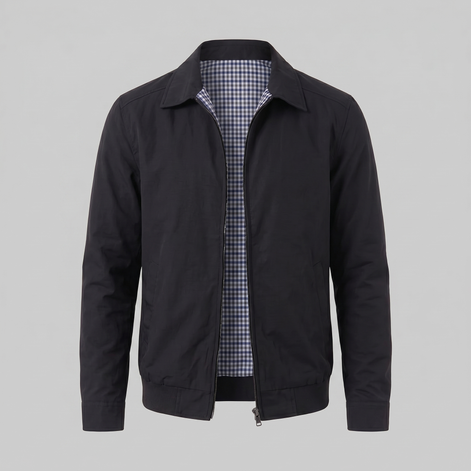 Herren Harrington Jacke Mit Kariertem Innenfutter