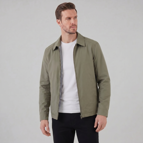 Herren Harrington Jacke Mit Kariertem Innenfutter