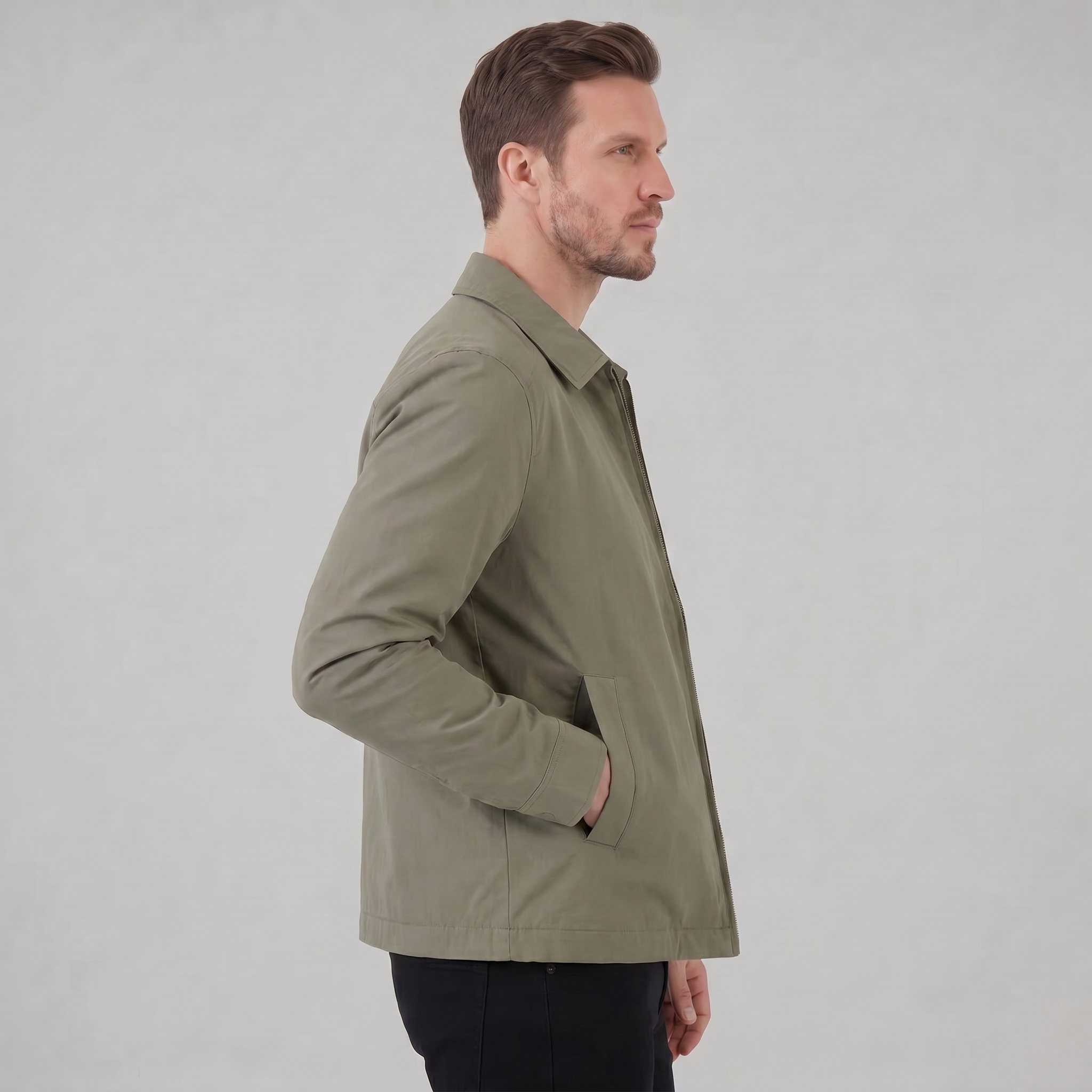 Herren Harrington Jacke Mit Kariertem Innenfutter