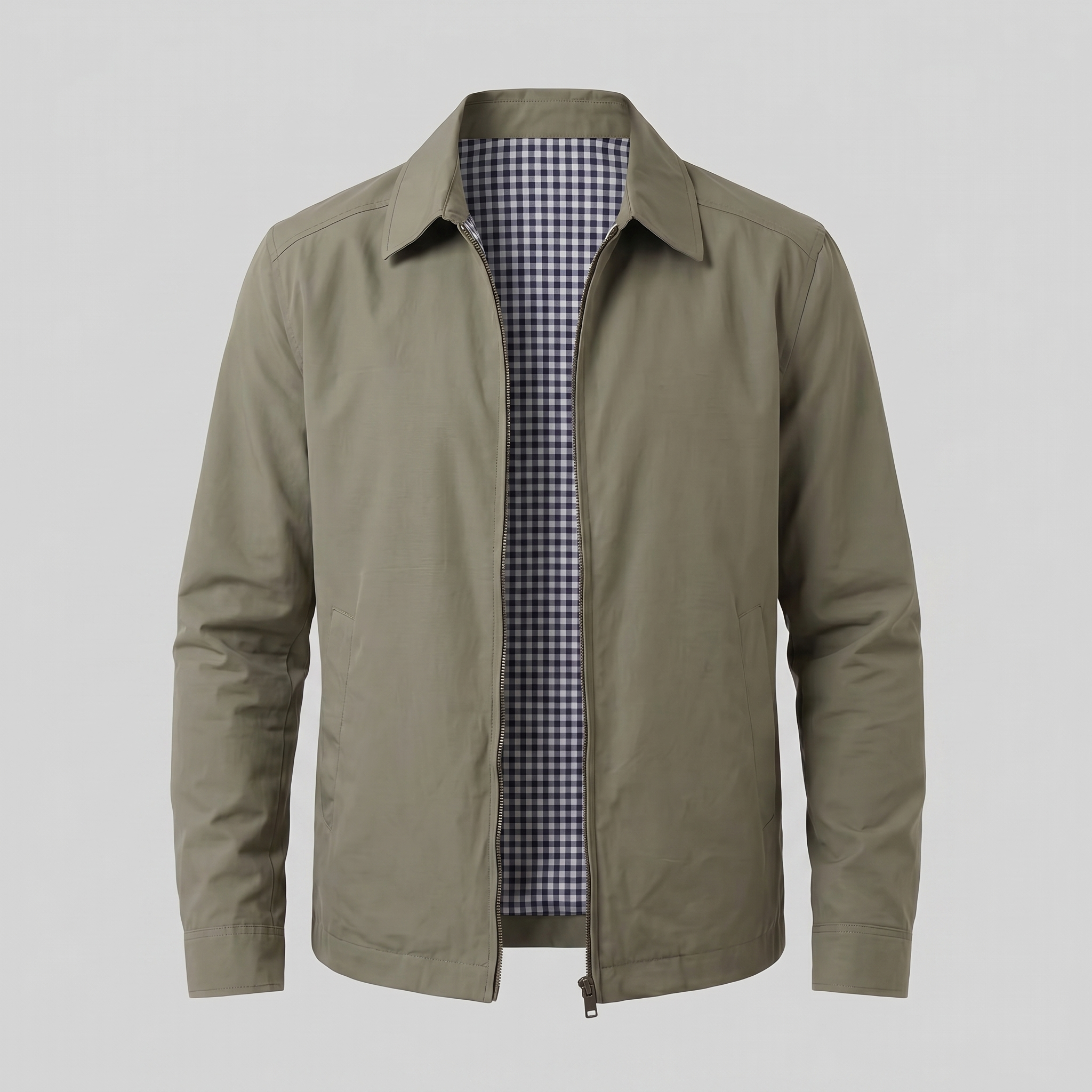 Herren Harrington Jacke Mit Kariertem Innenfutter
