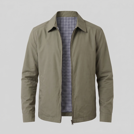 Herren Harrington Jacke Mit Kariertem Innenfutter