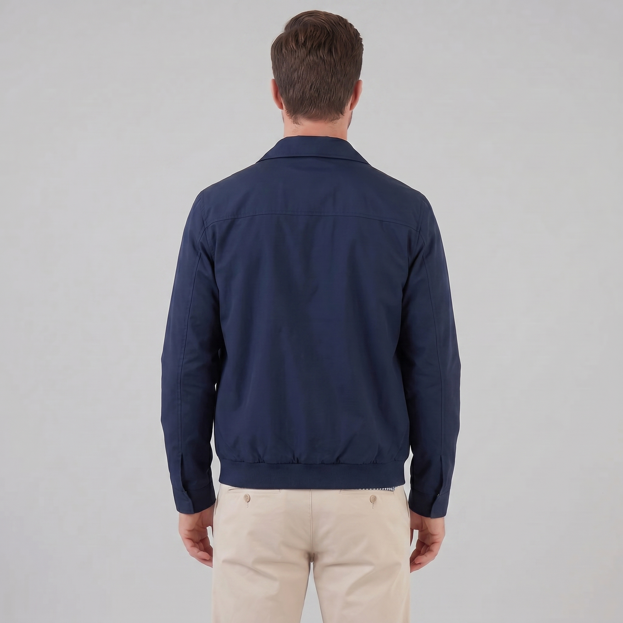 Herren Harrington Jacke Mit Kariertem Innenfutter