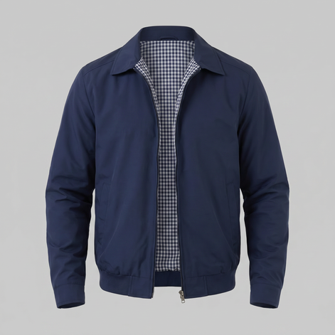 Herren Harrington Jacke Mit Kariertem Innenfutter