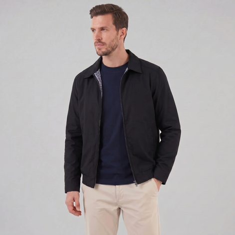 Herren Harrington Jacke Mit Kariertem Innenfutter