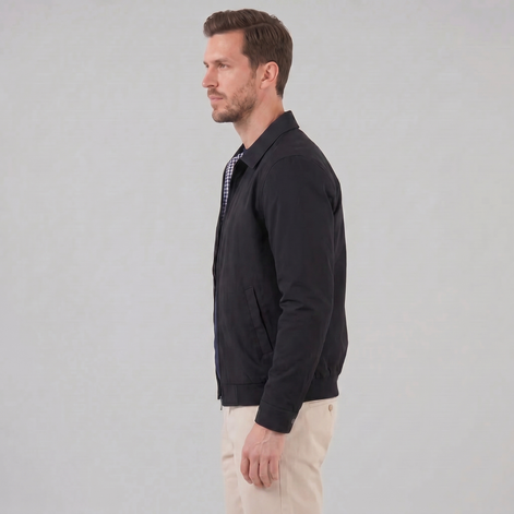 Herren Harrington Jacke Mit Kariertem Innenfutter